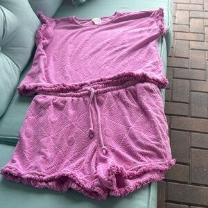 LOFT beach fringe Terry shorts Set